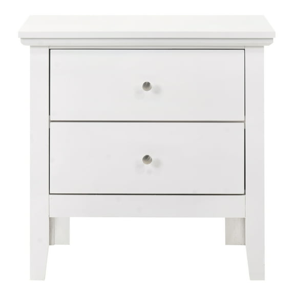 Primo 2-Drawer White Nightstand (24"H x 15.5"W x 19"D)