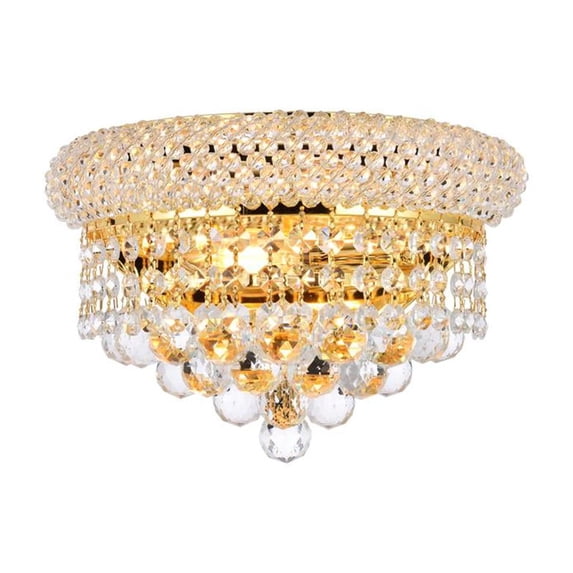 Primo 2 light Gold Wall Sconce Clear Royal Cut Crystal