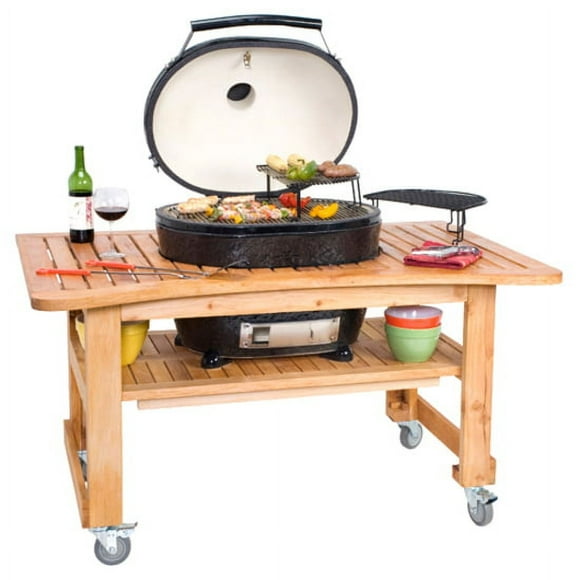 Primo Oval XL 400 Ceramic Kamado Grill With Stainless Steel Grates