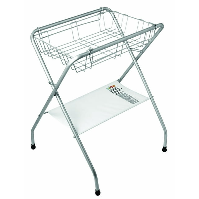 Primo Folding Bath Stand - Lightweight, Easy to Store, Helps Relieve Back Strain from Bending, Ages: Months Silver Gray