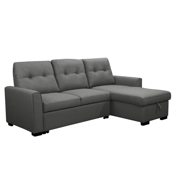 Primo 97 in. 3-Piece Brown Corner Sleeper Sectional with Storage Ottoman/Adj. Backrest