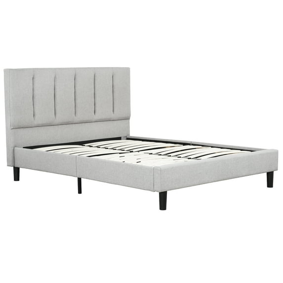 Primo International Harper Grey Upholstered Tufted Platform Bed