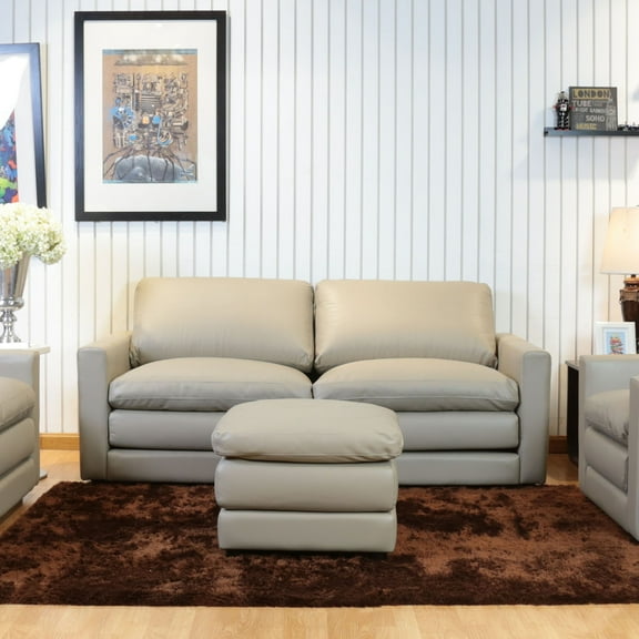 Primo International Knox 57 in. Taupe Leather Match 2-Seater Loveseat-Color:BeigeMaterial