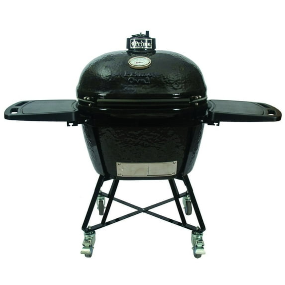 Primo L Oval Ceramic Charcoal All-In-One Kamado Grill Head on Wheeled Cradle