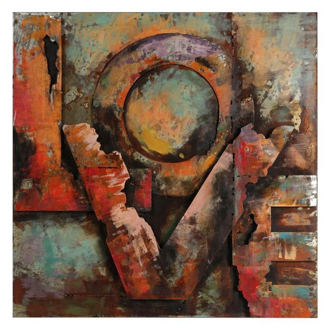 Primo Mixed Media Hand Painted Iron Wall Sculpture Love