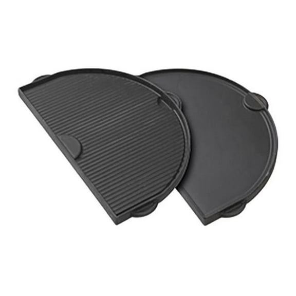 Primo PG00360 Half Moon Cast Iron Griddle for Flat & Grooved Sides - Oval Extra Large 400