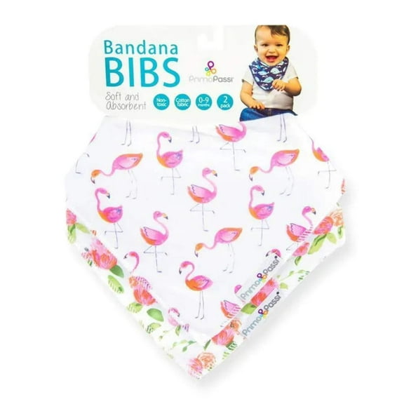 Primo Passi - 2Pk Flamingos/Roses Bandana Bib