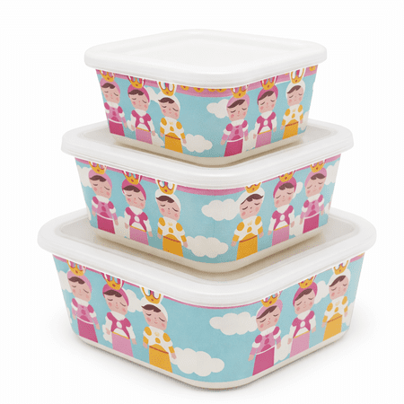 Primo Passi - 3Pk Bamboo Fiber Kids Food Containers Set, Metoo