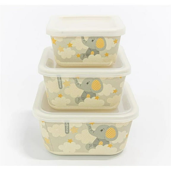 Primo Passi - 3Pk Bamboo Little Elephant Fiber Kids Food Containers