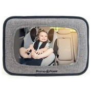 Primo Passi Baby Car Seat Mirror, Rear Facing Baby Mirror for Car, Shatter Resistant, Extra Wide View, Black Melange