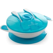 Primo Passi Baby Suction Bowl Feeding Set with Spoon, Fork & Lid, Blue