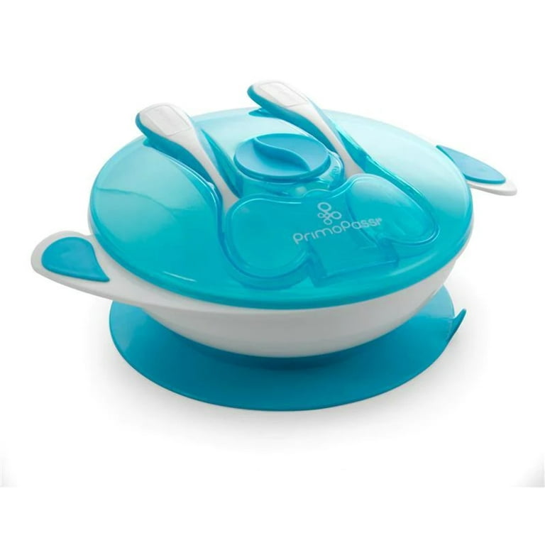 Baby's First Feeding Set, Blue Baby Bowl, Spoon & Lid