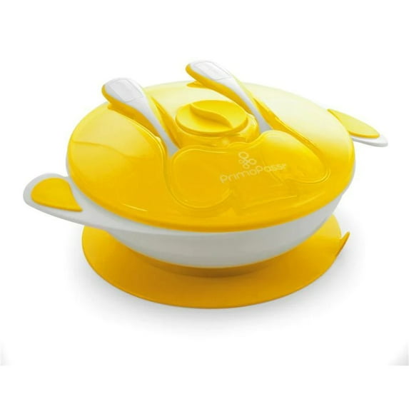 Primo Passi Baby Suction Bowl with Utensils, Yellow