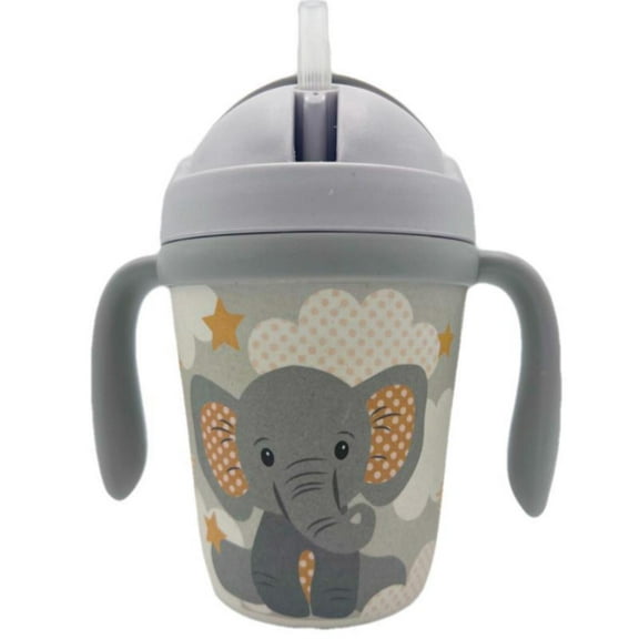 Primo Passi - Bamboo Fiber Kids Cup With Handle/Straw - Little Elephant