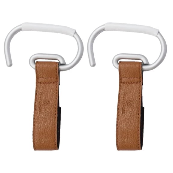 Primo Passi Leather Stroller Hooks, Camel, 2 Pack