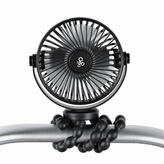 Primo Passi Portable Baby Stroller Fan, Flexible Tripod Clip Fan, Black