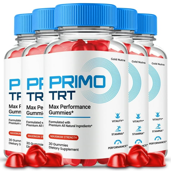 Primo TRT Gummies, Advanced Formula, Prime TRT Supplement All Natural Formula, Maximum Strength (5 Pack)