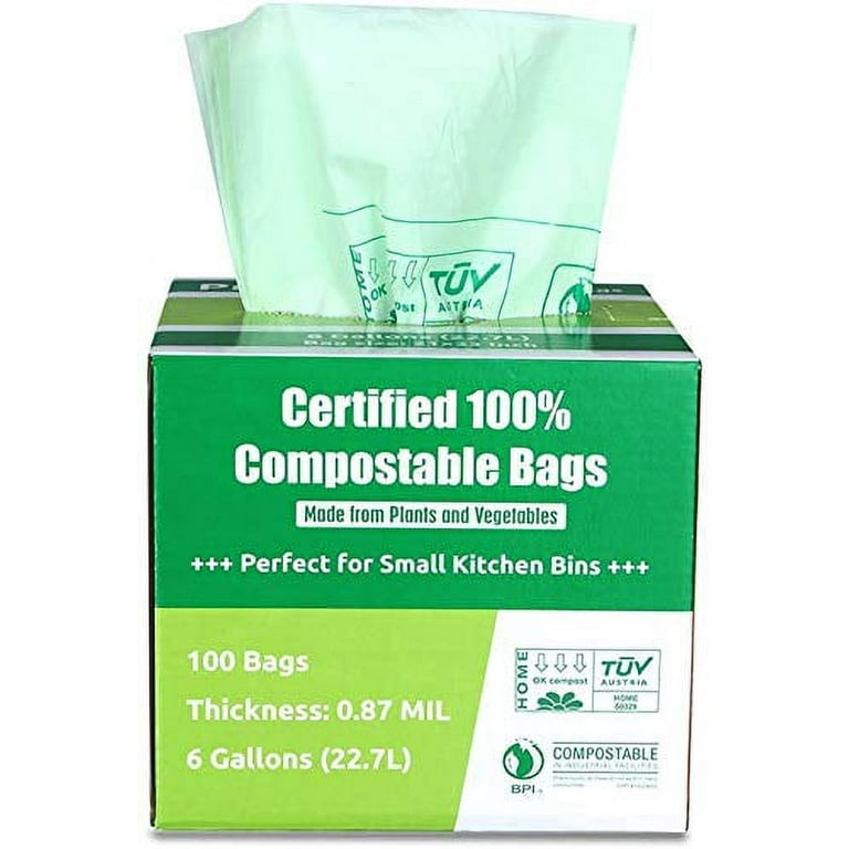 Buy Primode Compostable Bags, Food Waste Bags, 100% ASTM13400 Certified  Biodegradable Compost Bags Small Kitchen 6 Gallon Trash Bags, Certificated  by US BPI and European VINCETTE, Extra Thick 0.87 Now! Only $