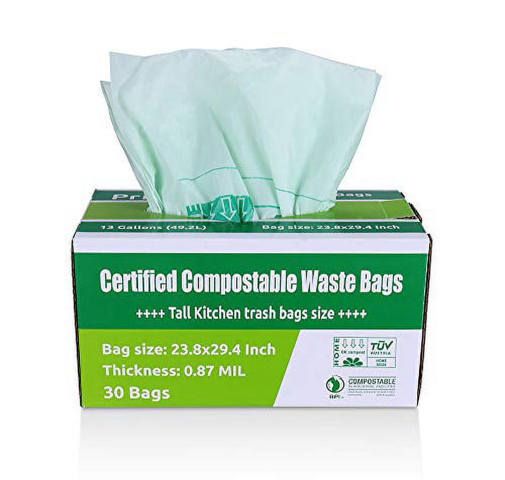 Primode 100 Compostable Trash Bags 13 Gallon 30 Count Tall Kitchen