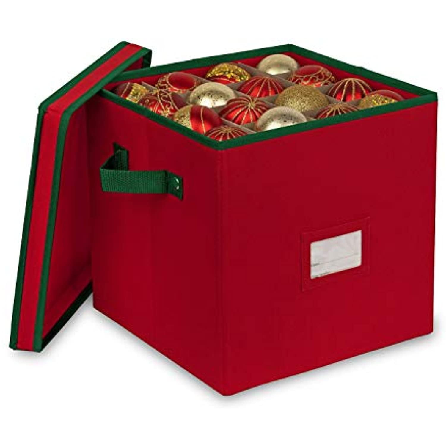 Sattiyrch Christmas Ornament Storage Box,600D Oxford Fabric Stores Up-To 64 Standard Holiday Ornaments Holder,12 x 12 inch 4