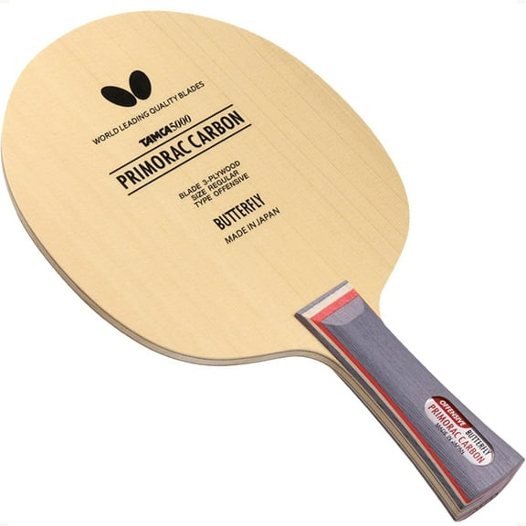Primorac Carbon Blade - Butterfly Table Tennis Blade - TAMCA 5000 Carbon Fiber Blade - Cypress Wood Fiber Blade - Professional Table Tennis Blade - FL and ST Handle Type - Made in Japan