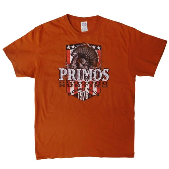 Primos Hunting Mens Orange American Tradition Tee T-Shirt Medium