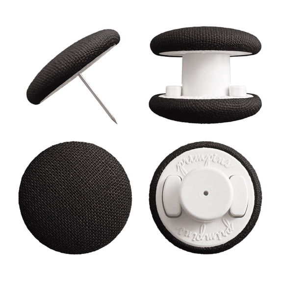 Primpins Duvet Clips - Classic Linen - Double Sided Pin Fasteners (Set of 4, Black)