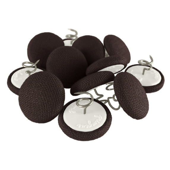 Primpins Upholstery Tacks - Fabric Covered Button Twist Pins - For Bed Skirts, Slipcovers, Armchair Caddies, Headliners (Set of 12, Brown)