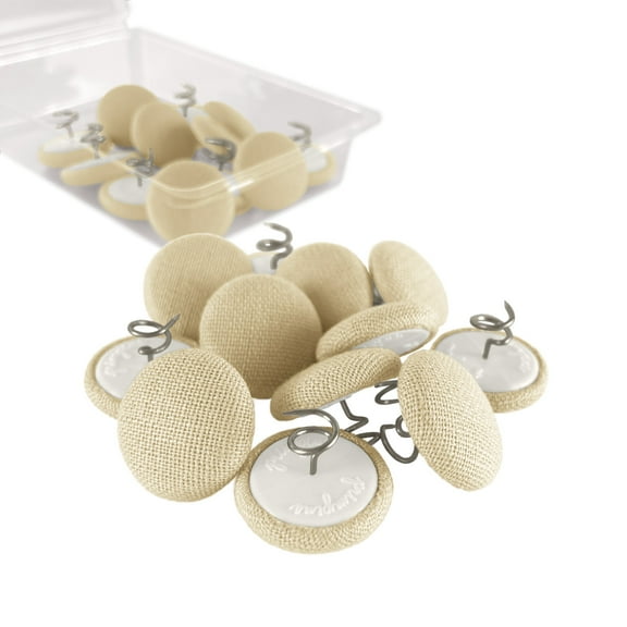 Primpins Upholstery Tacks - Fabric Covered Button Twist Pins - For Bed Skirts, Slipcovers, Armchair Caddies, Headliners (Set of 24, Sand)