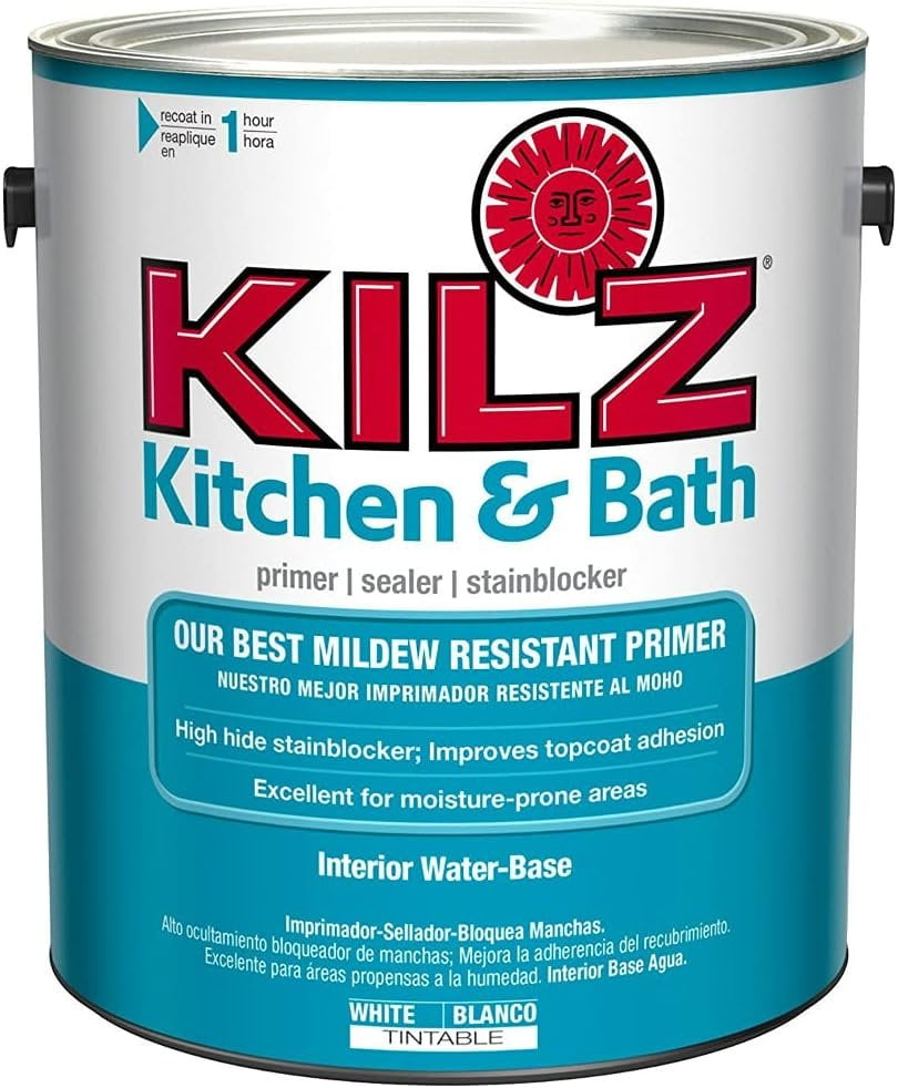 Masterchem Kitchen & Bath Primer - Low Odor Latex-Based Interior Paint Gloss - 1 Gallon White — Interior & Exterior Use, Professional Finish