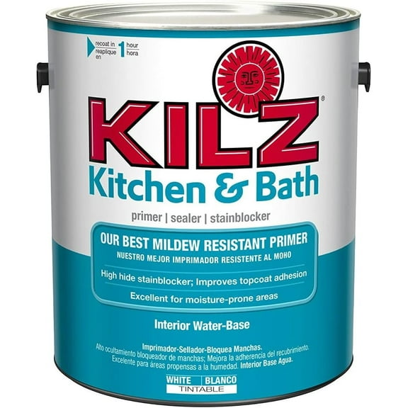 Masterchem Kitchen & Bath Primer - Low Odor Latex-Based Interior Paint Gloss - 1 Gallon White