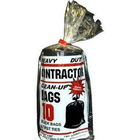 Primrose 10212 10-Count Package of 32" x 50" 7 Bushel 2 Mil Heavy-Duty Contractor Trash Bags - Quantity of 2