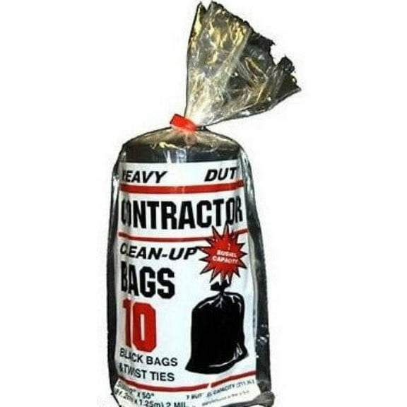 Primrose 10212 10-Count Package of 32" x 50" 7 Bushel 2 Mil Heavy-Duty Contractor Trash Bags - Quantity of 4