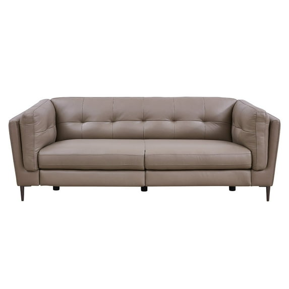 Primrose Genuine Leather Sofa in Dark Metal Finish