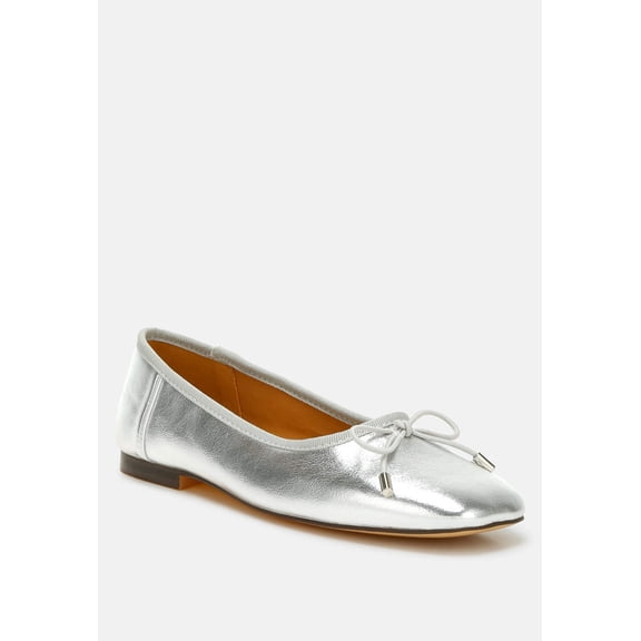 Primrose Metallic Pleather Bow Ballerinas