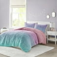 thumbnail image 1 of Primrose Ombre Shaggy Faux Fur Comforter Set in Purple Multi - Soft 100% Polyester with Antimicrobial Finish, Includes Shams with Overlap Closure - Cozy Bedding for Stylish Bedrooms, 1 of 4