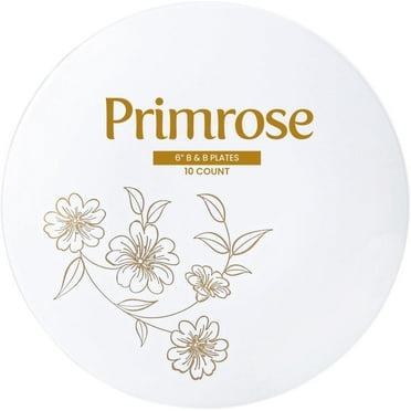 PLASTICPRO Primrose Disposable Plastic Plates 6” Plastic Dessert Plates, 30-Pack