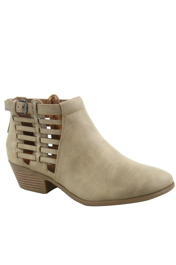 Primrose Womens Perforated Cutout Chunky Block Stacked Heels Ankle Booties Boots