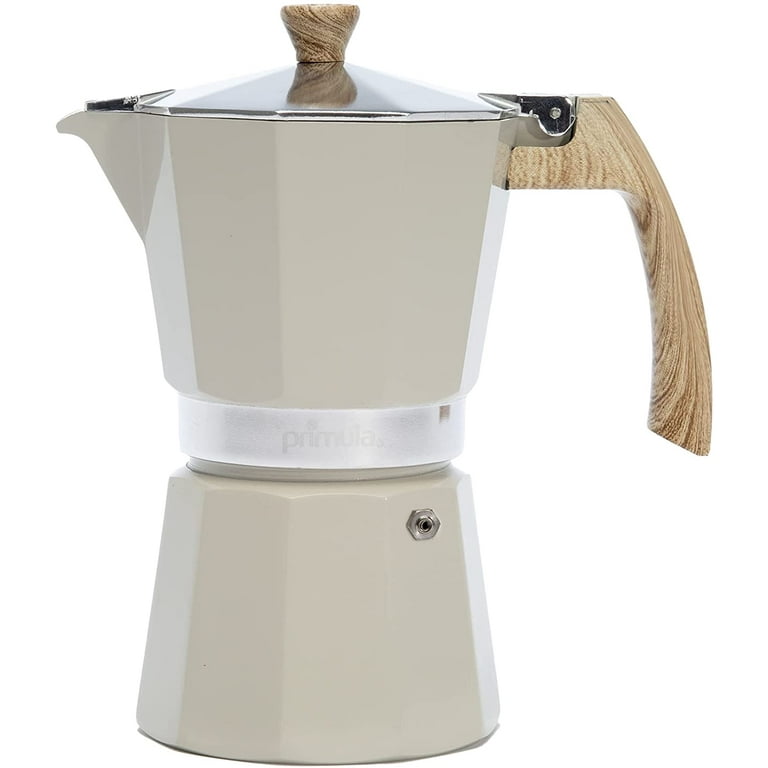 Aluminum Stovetop Espresso Maker, 6 Cup - Primula Cream