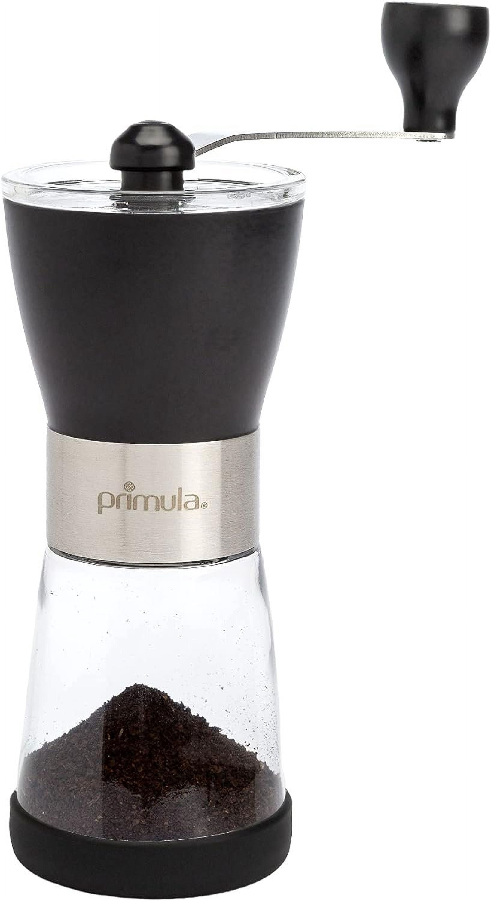 Primula Manual Adjustable Burr Coffee Grinder-Ceramic Mill & Brushed Stainless Steel Body-Whole Bean for French Press, Cold Brew, Espresso, Camping
