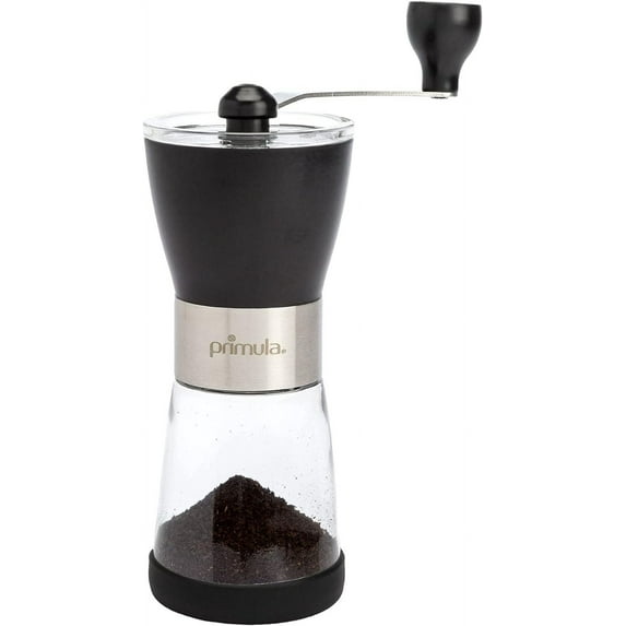 Primula Manual Adjustable Burr Coffee Grinder-Ceramic Mill & Brushed Stainless Steel Body-Whole Bean for French Press, Cold Brew, Espresso, Camping