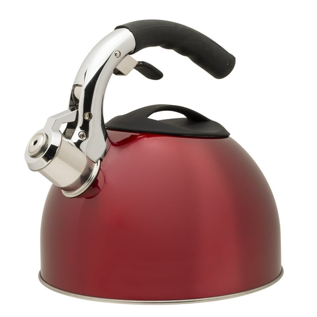 Primula Soft Grip 3 Qt. Stainless Steel Whistling Kettle - Red