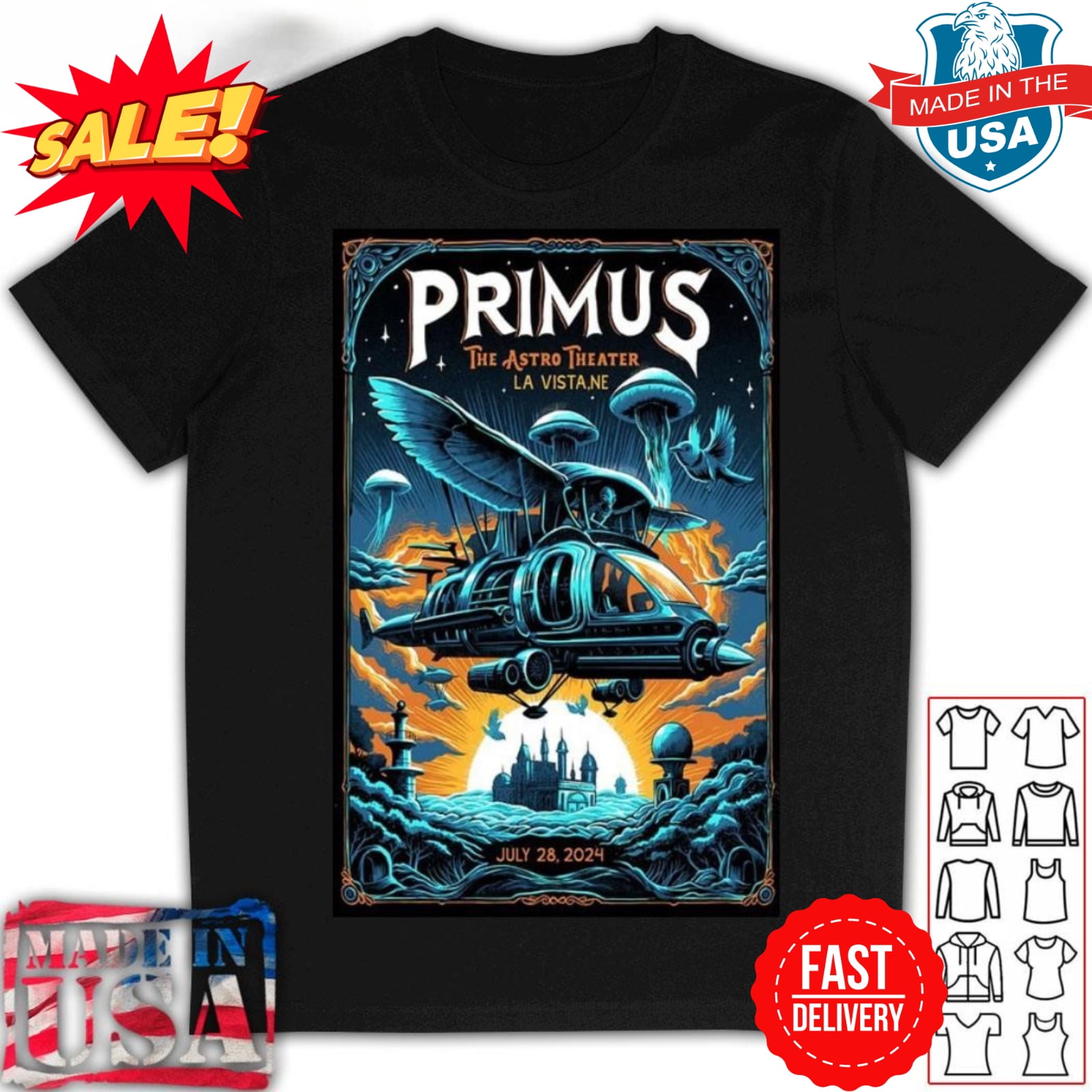 Primus July 28, 2024 The Astro Amphitheater, La Vista, NE Poster Shirt