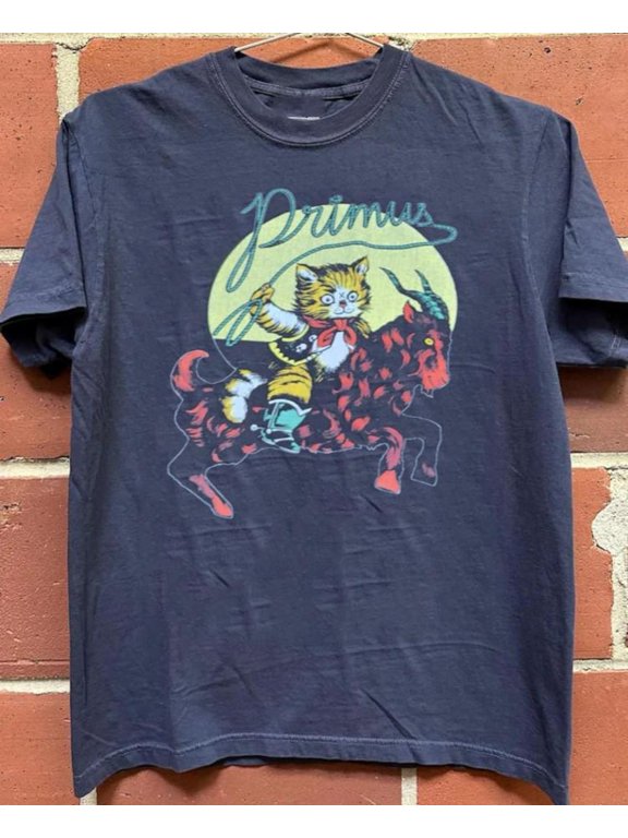 Primus They Suck Shirt Cat On Devil Goat Reprint Navy T-shirt