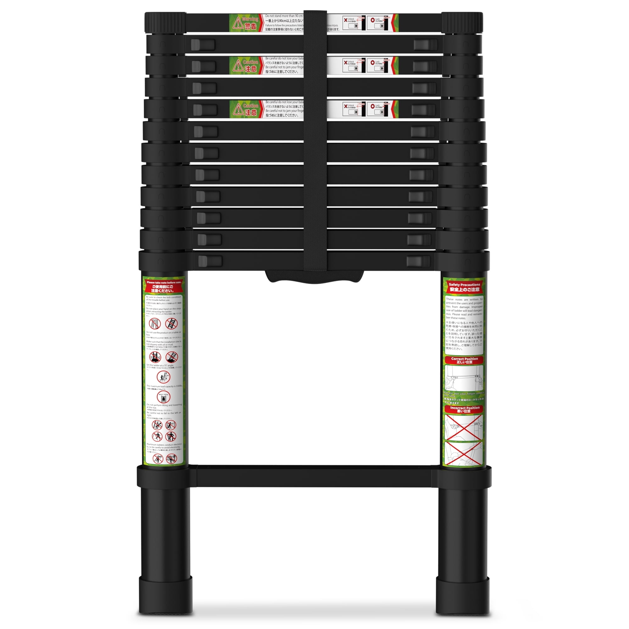 Primy 12.5 FT Telescoping Ladder, Aluminum One-button Retraction ...