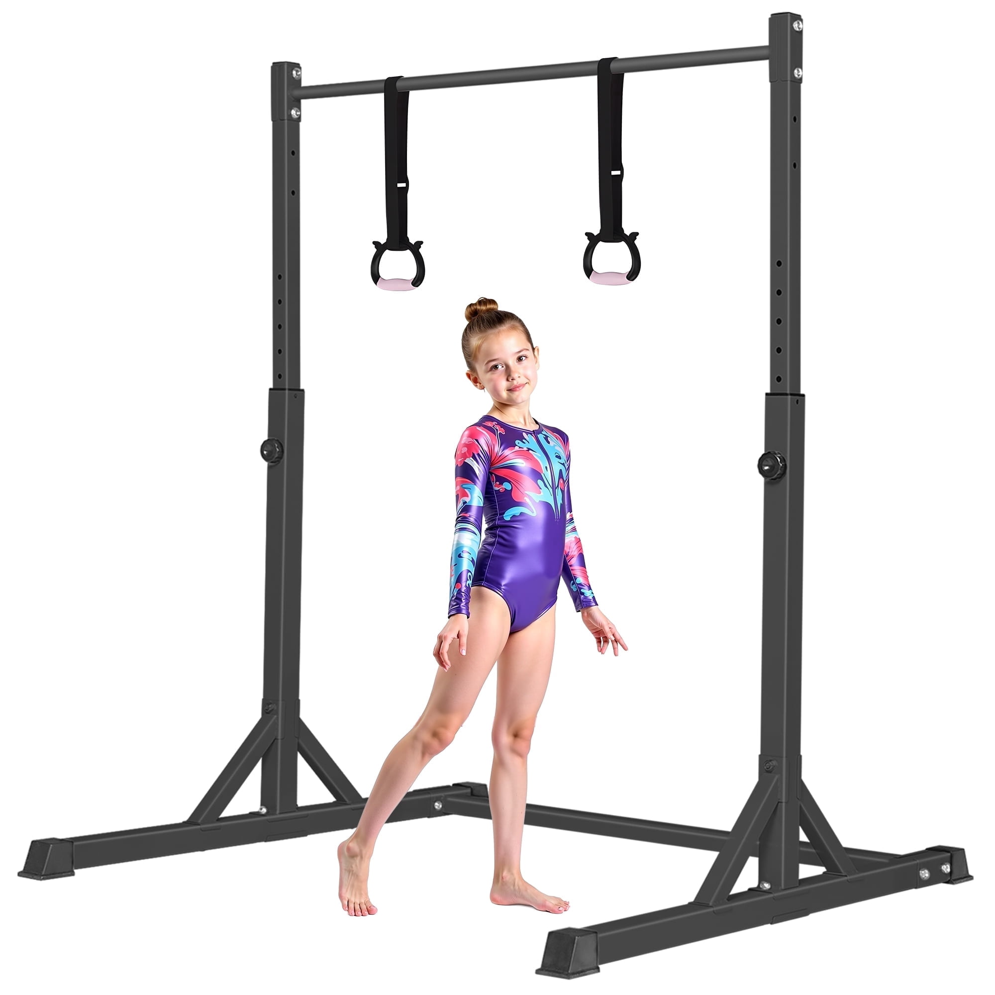 Primy 230LBS Gymnastics Bar for Kids, 39~61inches Adjustable Height Gymnastic Horizontal Bars, Stable Gymnastics Equipment Junior Training Bar for Home Using for Children