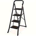 thumbnail image 1 of Primy 4 Step Ladder, Folding Step Stool with Extra Wide Anti-Slip Pedal and Top Handrail, 350lbs Lightweight Portable Sturdy Steel Ladders for Household Kitchen Office Outdoor, 1 of 9