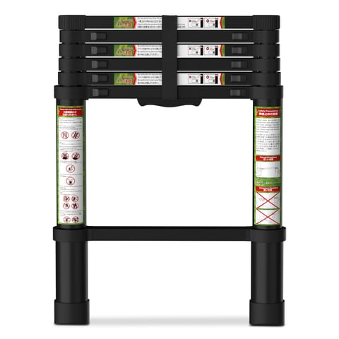 Primy 6.5 FT Telescoping Ladder, Aluminum One-button Retraction Collapsible Extension Ladder, 330 LBS Capacity with Non-slip Feet, Portable Multi-purpose Compact Ladder for Home, RV, Loft