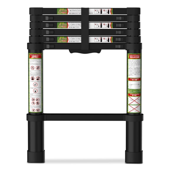 Primy 6.5 FT Telescoping Ladder, Aluminum One-button Retraction Collapsible Extension Ladder, 330 LBS Capacity with Non-slip Feet, Portable Multi-purpose Compact Ladder for Home, RV, Loft