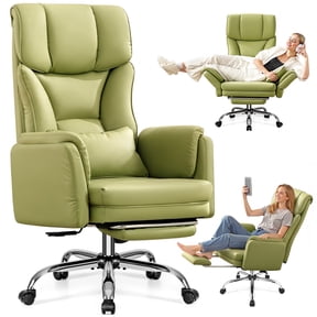 Primy Cross Legged Office Chair with Footrest & Convertible Armrests, 500LBS Capacity Home Desk Chair, Ergonomic Recliner with Lumbar Pillow, Criss Cross Design, Big and Tall Executive Chair